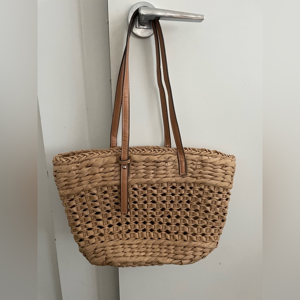 Tan Woven Tote Bag Suzy new handbag shopper tote - Picture 3 of 6